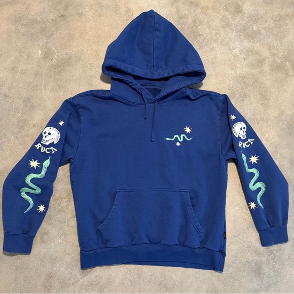 RVCA Tempted Graphic Hoodie in Moody Blue - Picture 9 of 12